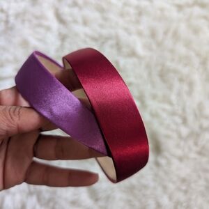Set 2 Elegant Purple and Red Satin Headbands